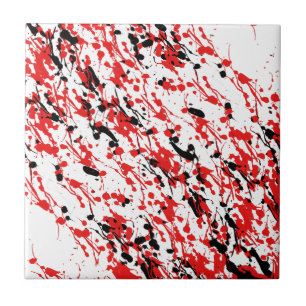 Stänk och droppkonst Red and Black Kakelplatta