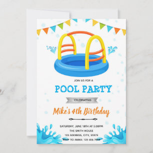 Stänk och lek vattenpark pool fest inbjudningar