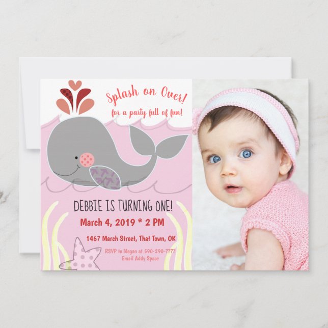 Stänk om val 1:a födelsedagsinbjudan inbjudningar (Framsida)