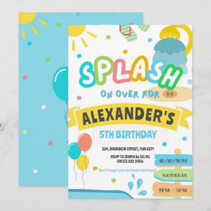 Stänk Pad Party Vatten Park Birthday Inbjudningar