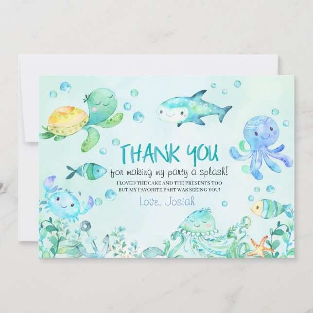 Stänk under Havets födelsedag tackkort Tack Kort (Framsida)