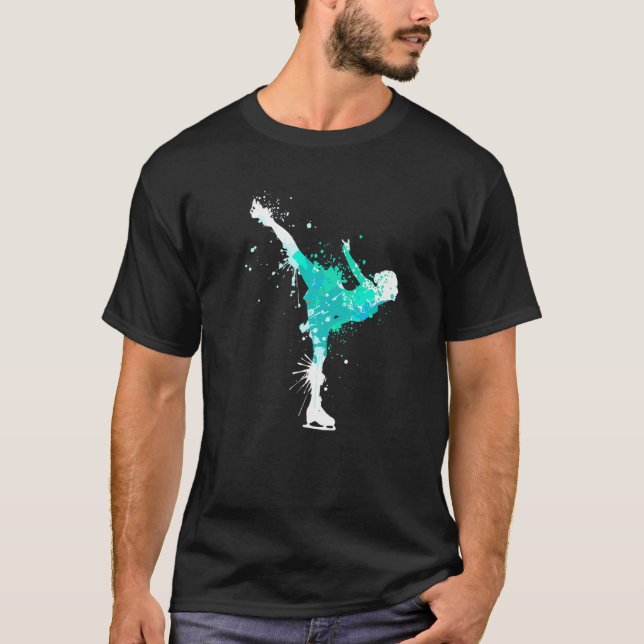 Stänk Wintersport Ice Dance Figur, skridflicka T Shirt (Framsida)