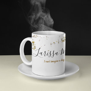 stänkt glitter + handskriven namn elegant kaffemugg