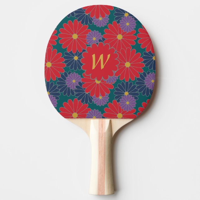 Stänkt höstblommig pingisracket (Framsidan)