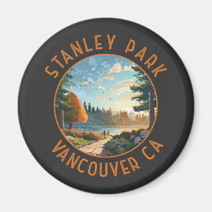 Stanley Park Vancouver Canada Retro Distress Art Magnet