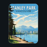 Stanley Park Vancouver Canada Travel Art Vintage Magnet<br><div class="desc">Stanley Park i en vektorkonst stil. Som Vancouvers första park,  med sina ständigt blomstrande trädgårdar,  pristina kustområden och ungefär 500 000 cedar,  fir och hemlås träd.</div>