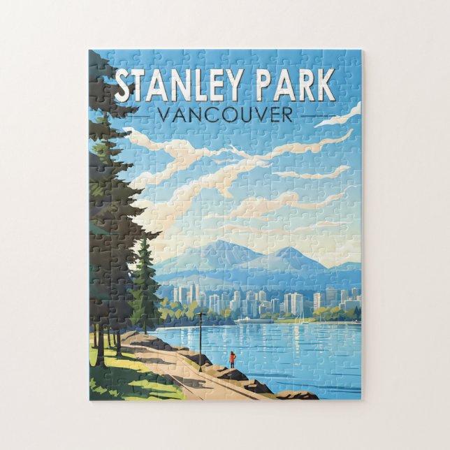 Stanley Park Vancouver Canada Travel Art Vintage Pussel (Vertikal)