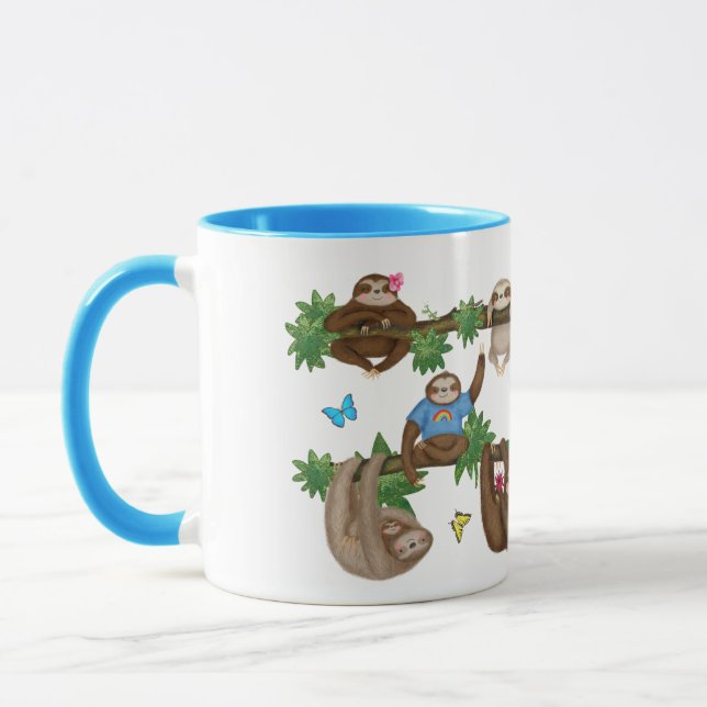 Stanley Sloth blue 'njuter av en lat cuppa mugg' Mugg (Vänster)