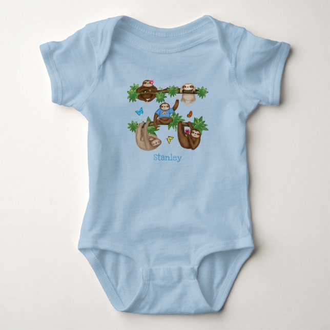 Stanley Sloth personlig Blue baby bodydress T Shirt (Framsida)
