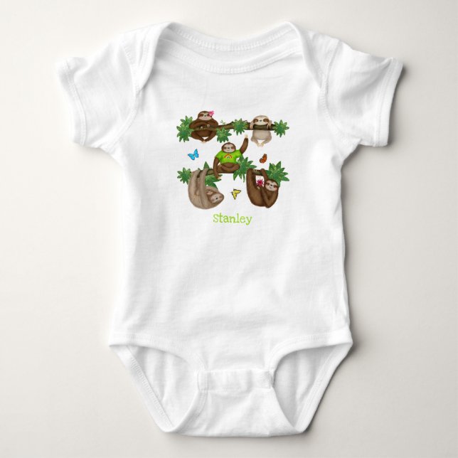 Stanley Sloth personlig grönt baby bodydress T Shirt (Framsida)