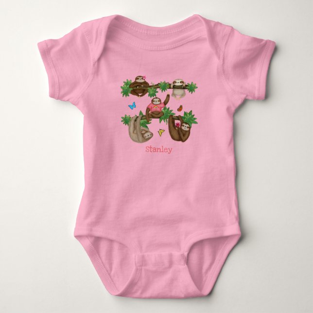 Stanley Sloth personlig rosa baby bodydress T Shirt (Framsida)