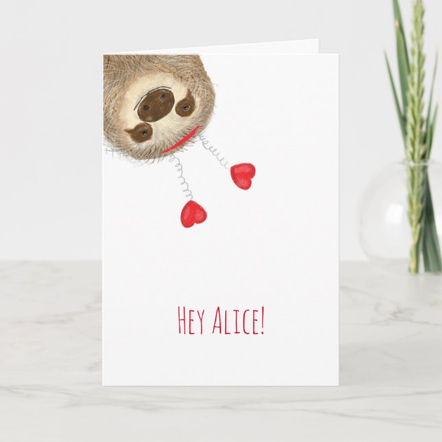 Stanley sloth personlised Valentine's card Kort (Framsida)