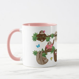Stanley Sloth rosa 'njuter av en lat cuppa mugg' Mugg