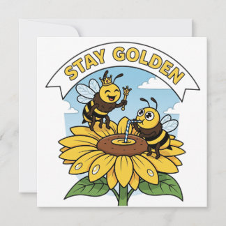 Stanna - Bee and Flower Illustration Inbjudningar
