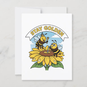 Stanna - Bee and Flower Illustration Vykort