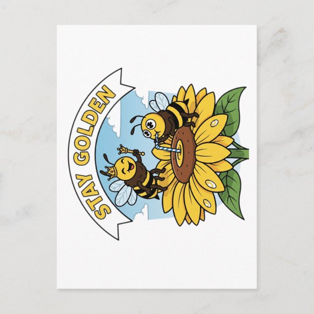 Stanna - Bee and Flower Illustration Vykort (Framsida)