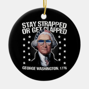 Stanna Beväpnad Eller Bli Klämd George Washington Julgransprydnad Keramik
