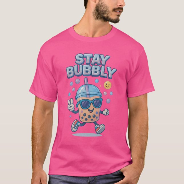 Stanna Bubly Kawaii Bubble Tea Dancing Tecknad T Shirt (Framsida)