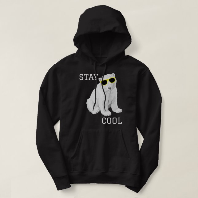 Stanna Coola Cute Baby Polar Bear Unge med solglas Hoodie (Design framsida)