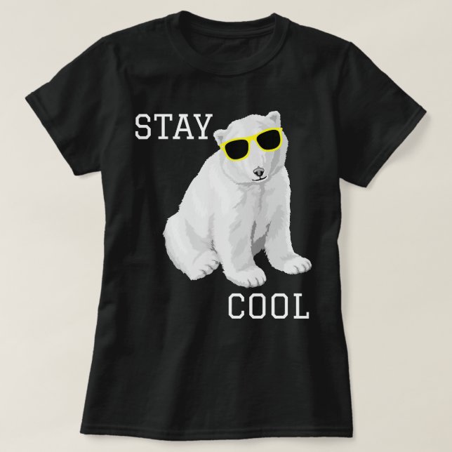 Stanna Coola Cute Baby Polar Bear Unge med solglas T Shirt (Design framsida)