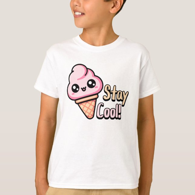 Stanna Coola! Cute Ice Cream Dessert Pun T Shirt (Framsida)