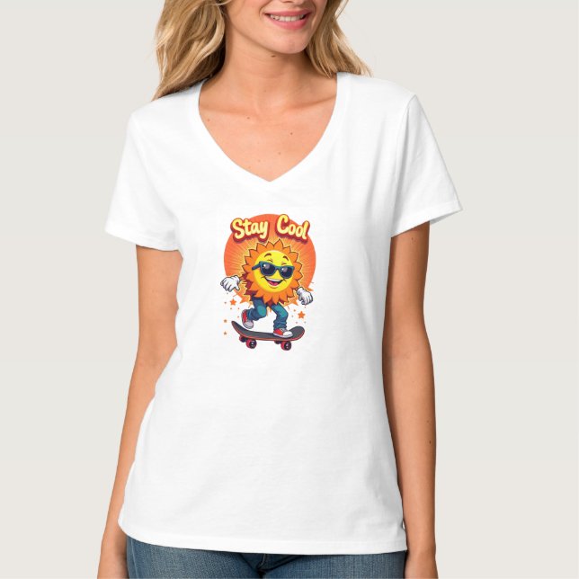 Stanna Coola med Skateboarding Sol T Shirt (Framsida)