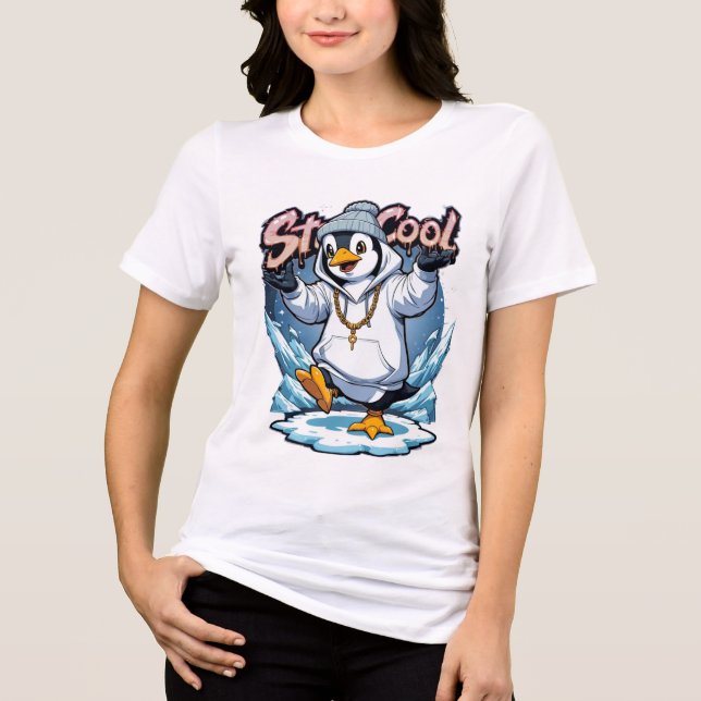 Stanna Coola Penguin Art - Chill Winter Tri-Blend  T Shirt (Framsida)