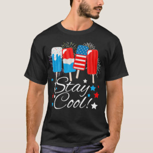 Stanna Coola Popsicle American Flagga 4:e juli Pat T Shirt