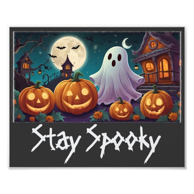 Stanna där, Halloween Spöken och Pumpkins Fototryck (Framsidan)
