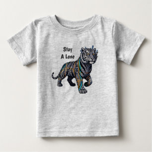 Stanna Ensam Prydlig Tribal Tiger Grå Baby T-Shirt