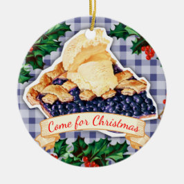 Stanna för blåbäret paj julprydnad julgransprydnad keramik