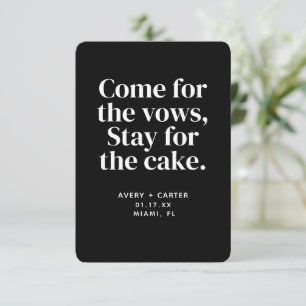 Stanna för Cake Funny Bröllop spara datum Inbjudningar