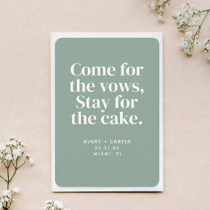 Stanna för Cake Funny Bröllop spara datum Inbjudningar