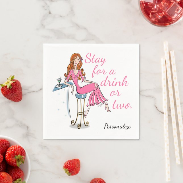 Stanna för en drink eller två Personliger. Pappersservett (Insitu)