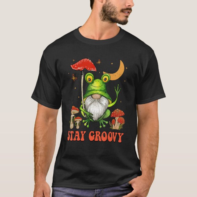 Stanna Groovy Cute Frog Gnome Mushroom Hippie 70s  T Shirt (Framsida)