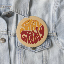 Stanna Groovy med Stänk i Röd och Gult Knapp