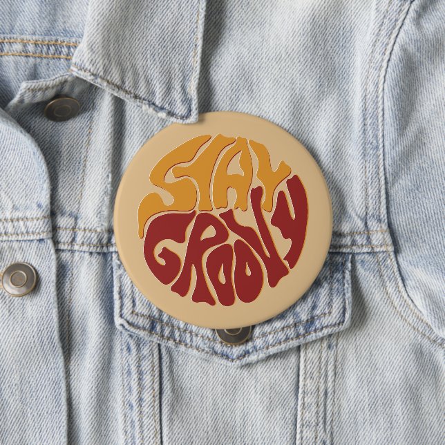 Stanna Groovy med Stänk i Röd och Gult Knapp (In Situ)