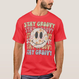 Stanna Groovy Retro Lycklig Ansikte Biet Hippie Bo T Shirt