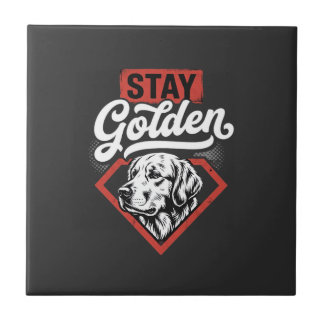 Stanna Gylden Golden Retriever Retro Hund Kakelplatta