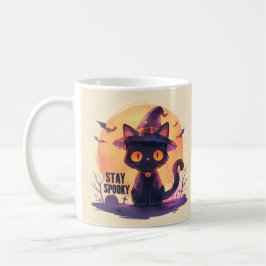 Stanna här - Pumpkin Måne Cat Kaffemugg