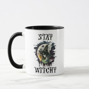 Stanna Häxig Häxa och fullmåne Halloween Mugg