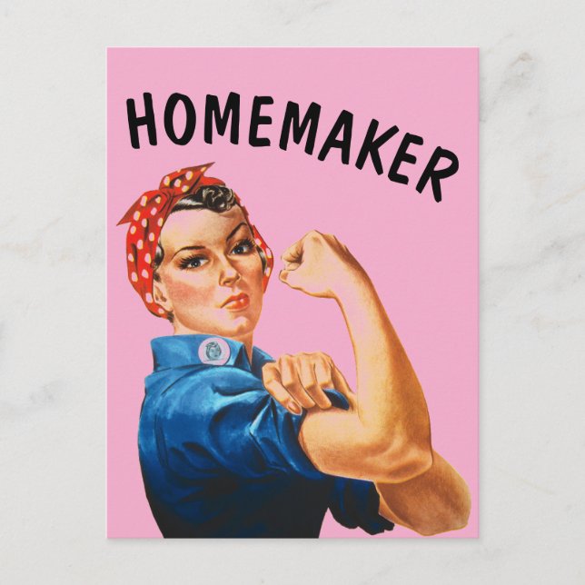 Stanna hemma hos frun RETRO ROSIE, RIVETER POSTCAR Vykort (Framsida)
