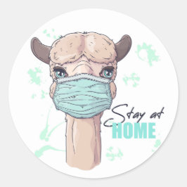 Stanna hemma i Llama Runt Klistermärke