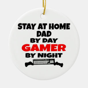 Stanna hemma i Pappa Gamer Julgransprydnad Keramik