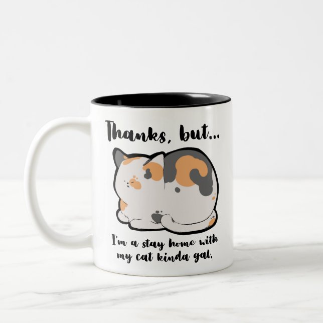 Stanna hemma med min Cat Kinda Gal Två-Tonad Mugg (Vänster)