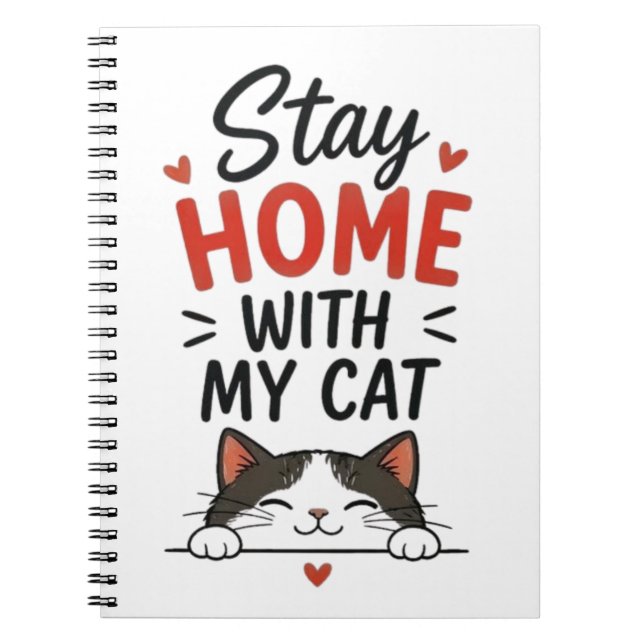 Stanna Hemma Med Min Katt Mysig Introvert Kattälsk Anteckningsbok (Framsidan)