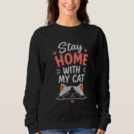 Stanna Hemma Med Min Katt Mysig Introvert Kattälsk T Shirt