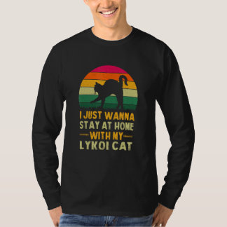 Stanna hemma med min Lykoi Cat Funny Cat Mamma Hum T Shirt
