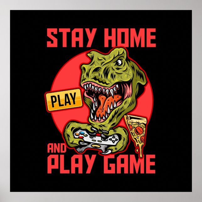 Stanna hemma och Poster spel - Dinosaur (Framsidan)