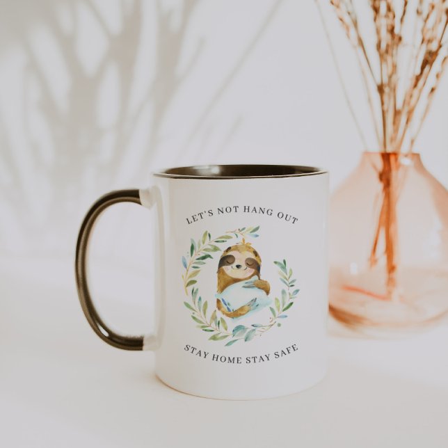 Stanna Hemma Stanna Säker | Vattenfärg Sloth Mugg (Skapare uppladdad)